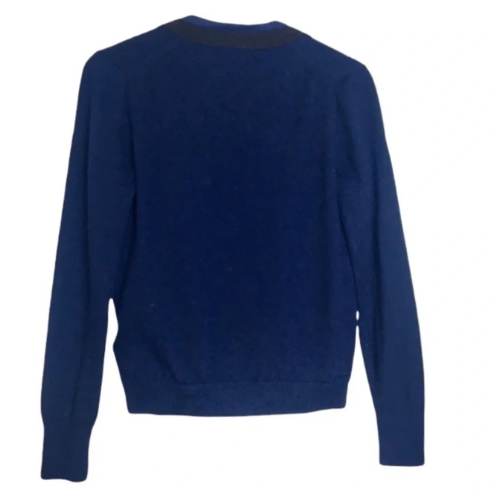 J. Crew Merino Wool Ribbon & Faux Shirt Navy Casual Cardigan Sweater S